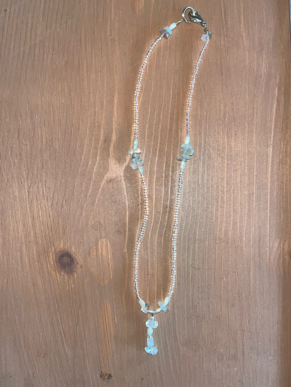 Freshwater pearl pink crystal necklace handmade one of a kind ooak necklace